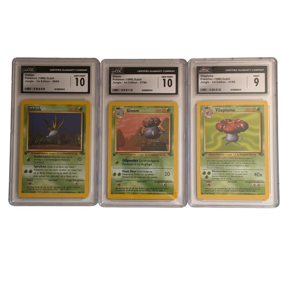 CGC 10 GEM MINT & 9 Sequential Oddish Gloom Vileplume 1st Dutch Jungle (PSA/BGS)